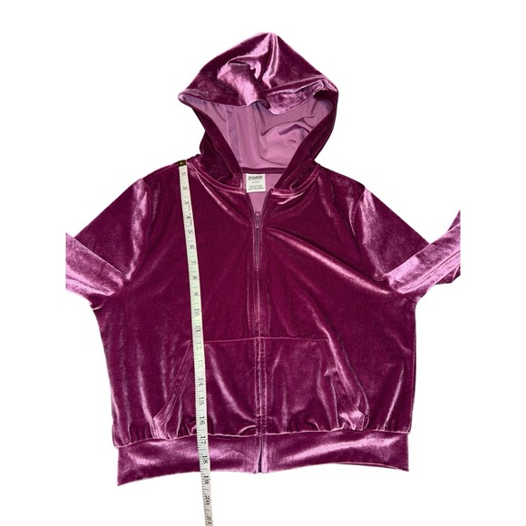 Victoria‎ Secret PINK Velour Shine Logo Full-Zip Crop Hoodie Wide Leg Pants Sz M - Picture 6 of 14